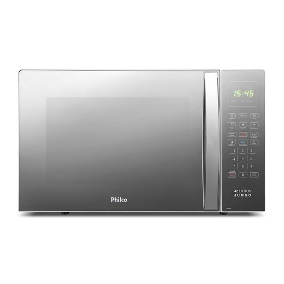 Imagem de Micro-ondas 42 Litros Philco PMO42EB Função Tira Odor Limpa Fácil Branco com Porta Espelhada 110V