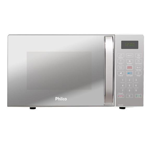Imagem de Micro-ondas Philco 20 Litros com Revestimento Limpa Fácil Porta Espelhada Branco PMO23EB  220 Volts