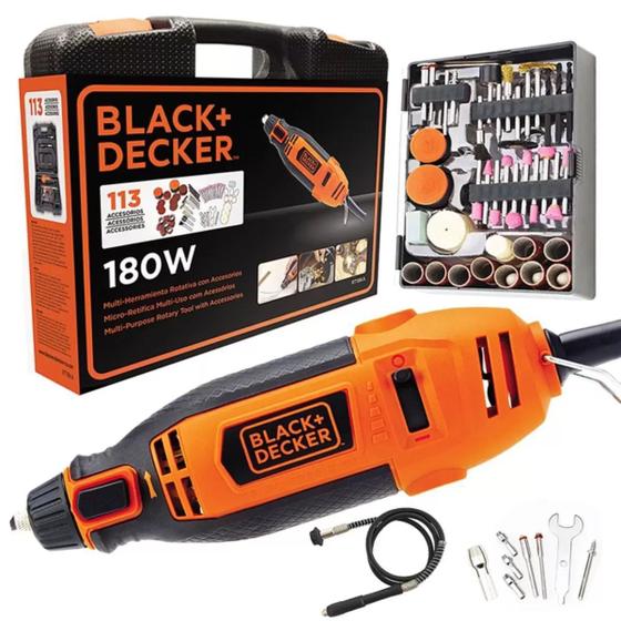 Micro Retifica 180w C/ 113 Peças Rt18k Black Decker Menor preço em Micro Retifica 180w C/ 113 Peças Rt18k Black Decker