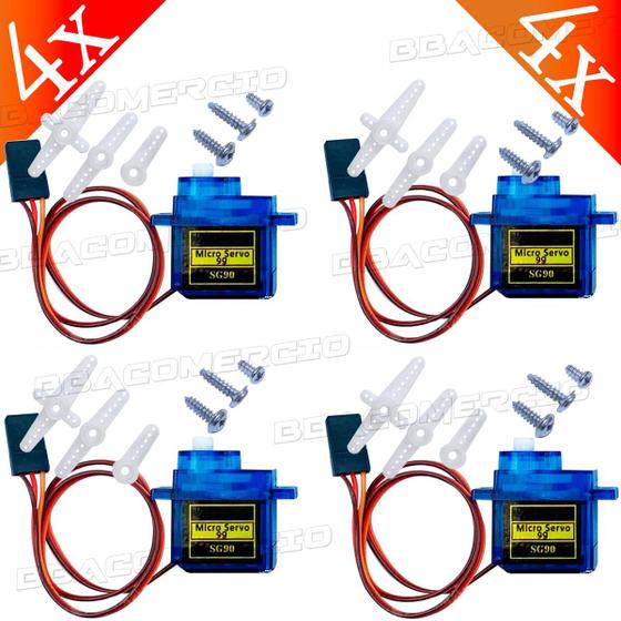 Micro Servo Motor 9g Sg90 Kit Com 4 Unidades Nfe MICRO SERVO 9g Amortecedor de Vibração