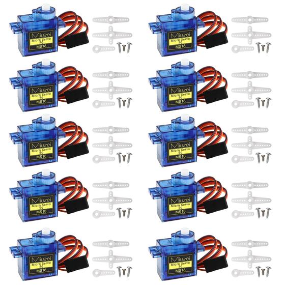Imagem de Micro Servo Motor SG90 9g Miuzei com Engrenagem de Metal (Pacote com 10) - Ideal para Arduino