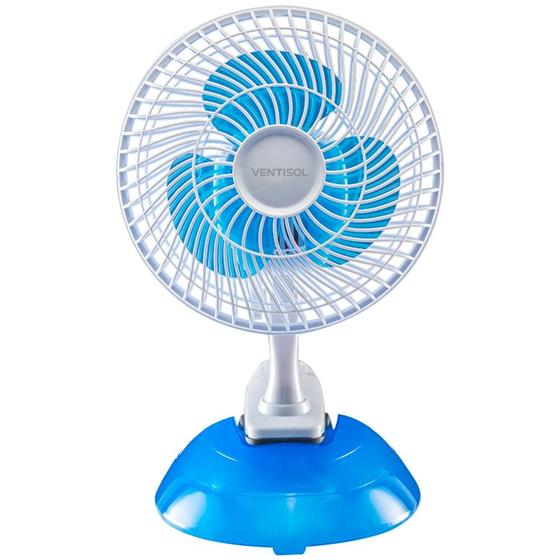 Imagem de Micro Ventilador de Mesa Pessoal Ventisol Mini 20 3 Pás 20cm 2 Velocidades Azul/Branco 220v
