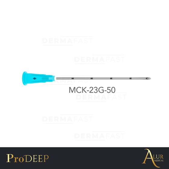 Imagem de Microcânula metálica para procedimentos de preenchimento tamanho 23G 50mm - MCK-23G-50 - ProDEEP Cx25un - ALUR MEDICAL