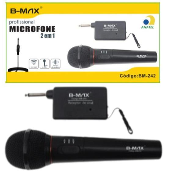 Imagem de Microfone 2 em 1 Com e Sem Fio Profissional B-Max BM-242