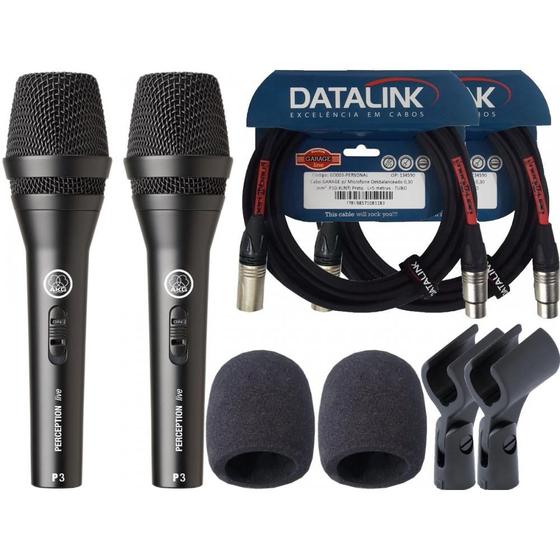 Imagem de Microfone Akg P3s 2 Uni + 2 Espumas + 2 Cabos Xlr Xlr