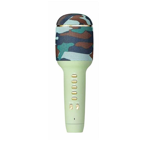 Microfone Bluetooth Karaoke Portátil sem Fio Fm Usb Rádio Verde Camuflado Menor preço em Microfone Bluetooth Karaoke Portátil sem Fio Fm Usb Rádio Verde Camuflado