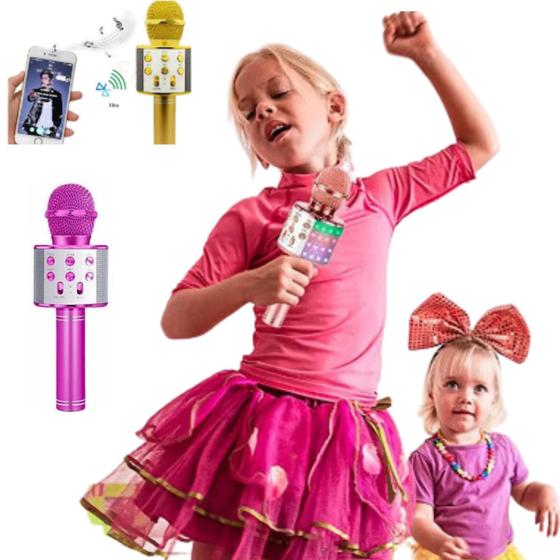 Imagem de Microfone Bluetooth S/ Fio Youtuber Karaoke Criança Adulto