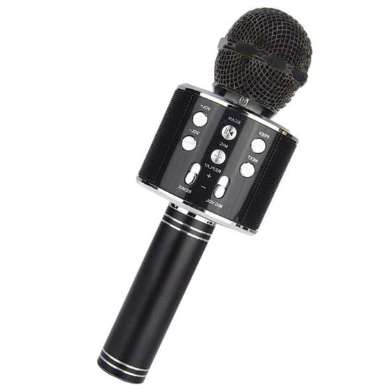 Imagem de Microfone Bluetooth Spring Kids Para Karaoke SPK 015 Preto Sem Fio