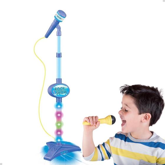 Imagem de Microfone Brinquedo Infantil Pedestal Luzes Conecta Celular