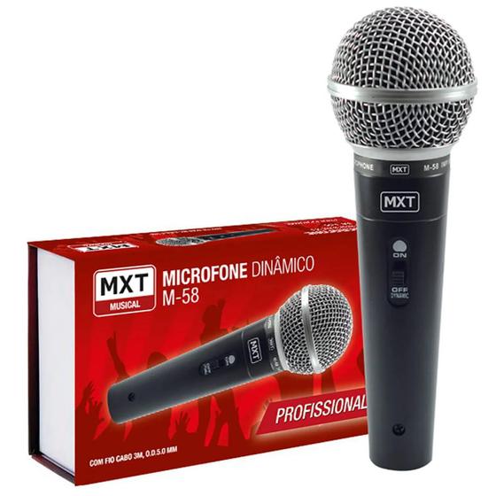 Imagem de Microfone c/ fio profissional -- M-58 - MXT -- cabo c/ 3 metros