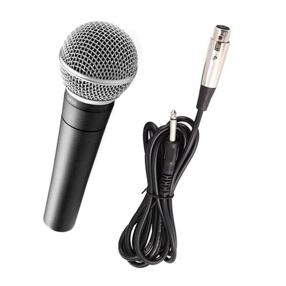 Imagem de Microfone Com Fio Dinâmico Profissional Metal 5mts Sm-58 - High