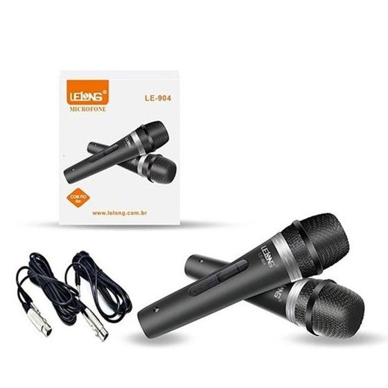 Microfone Com Fio Duplo Profissional Cardioide LE-904 - Lelong Menor preço em Microfone Com Fio Duplo Profissional Cardioide LE-904 - Lelong