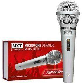 Imagem de Microfone com fio microfone dinamico de metal m-k5 profissional prata 