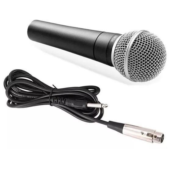 Imagem de Microfone Com Fio Profissional Metal Cabo 5mts Sm-58