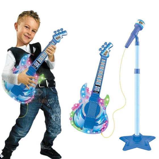 Imagem de Microfone Com Guitarra Infantil Som E Luz Meninos Rock Show