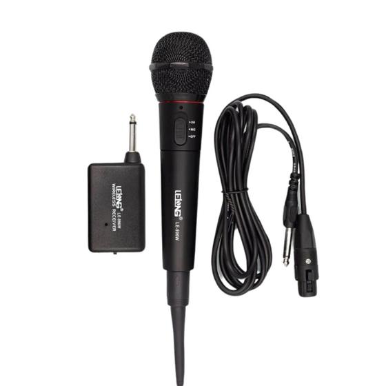 Microfone Com/sem Fio Profissional Completo Lelong Le 996w Cor Preto Menor preço em Microfone Com/sem Fio Profissional Completo Lelong Le 996w Cor Preto