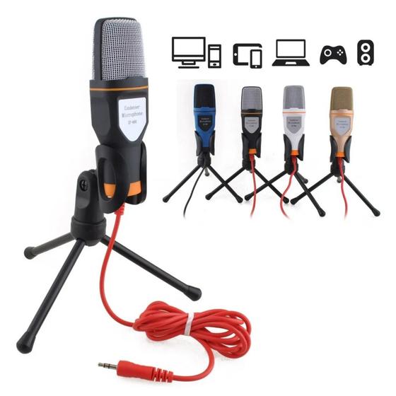 Imagem de Microfone Condensador com Tripé Microfone ideal áudio, youtubers, lives no facebook, gamers, jogos