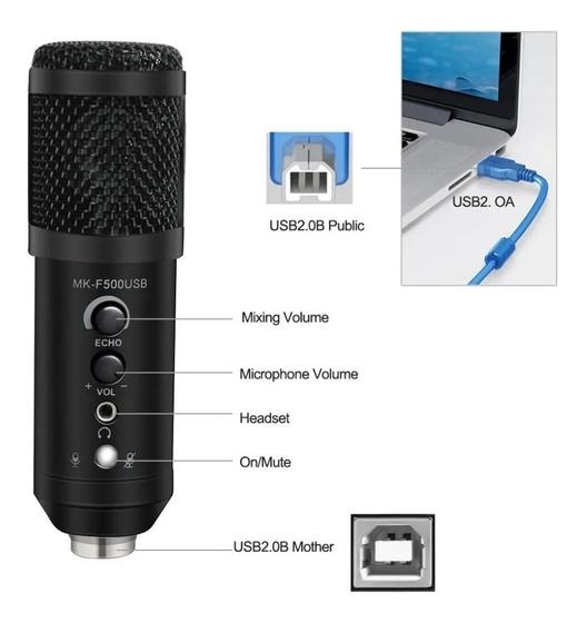 Imagem de Microfone de Estúdio Condensador Usb Excelente Captação Áudio