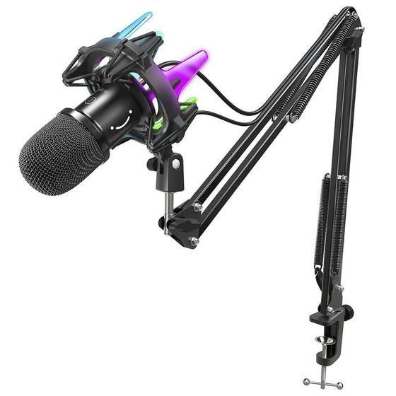 Imagem de Microfone de Estúdio Fifine K651 com Iluminação RGB - Ideal para Streaming e Podcast