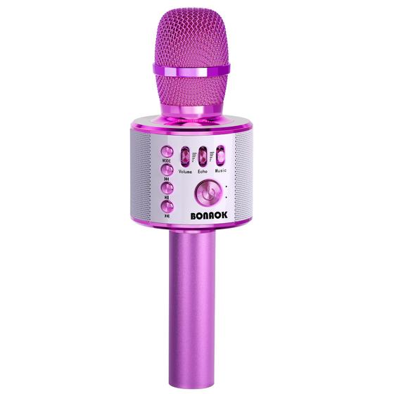 Imagem de Microfone de karaokê Bluetooth sem fio BONAOK Q37 Purple