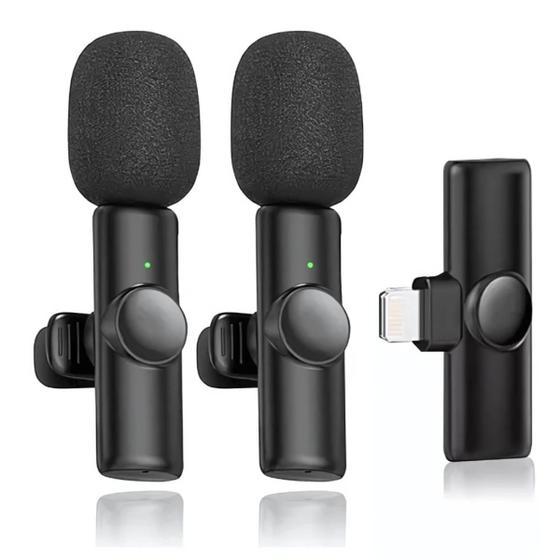 Imagem de Microfone de Lapela Duplo Sem Fio Profissional MK-09 Para Iphone