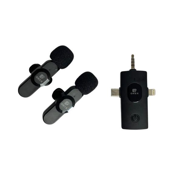 Imagem de Microfone de Lapela Duplo Tipo C e Lightning Bluetooth ONEX