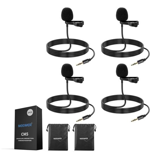 Imagem de Microfone de lapela Lavalier Neewer CM5 omnidirecional (pacote com 4)