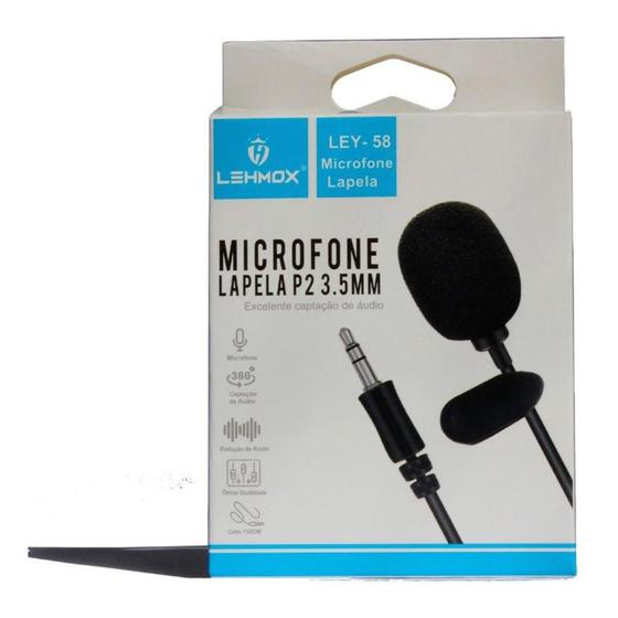 Microfone De Lapela P2 3.5mm Lehmox Captação De Áudio 360 Menor preço em Microfone De Lapela P2 3.5mm Lehmox Captação De Áudio 360
