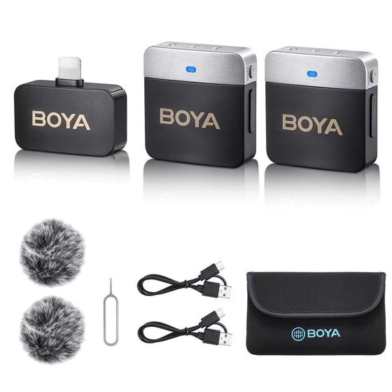 Imagem de Microfone de Lapela sem fio Boya BY-M1V6 para iPhone Dual-Channel