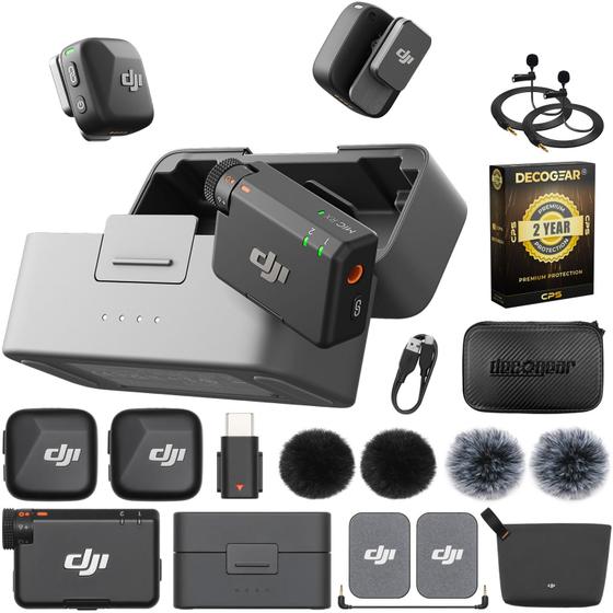 Imagem de Microfone de Lapela Sem Fio DJI Mic Mini - Kit com 2 Transmissores e 1 Receptor