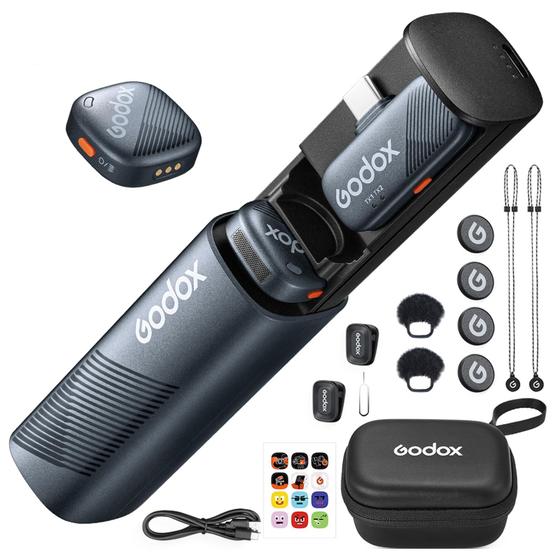 Imagem de Microfone de Lapela Sem Fio GODOX Cube-SC Kit2 - Compatível com iPhone e Android