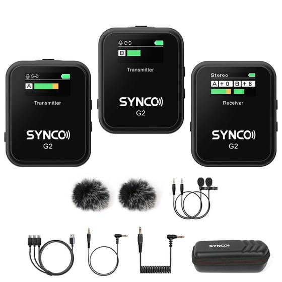 Imagem de Microfone de lapela sem fio SYNCO G2 (A2) 2.4G de canal duplo