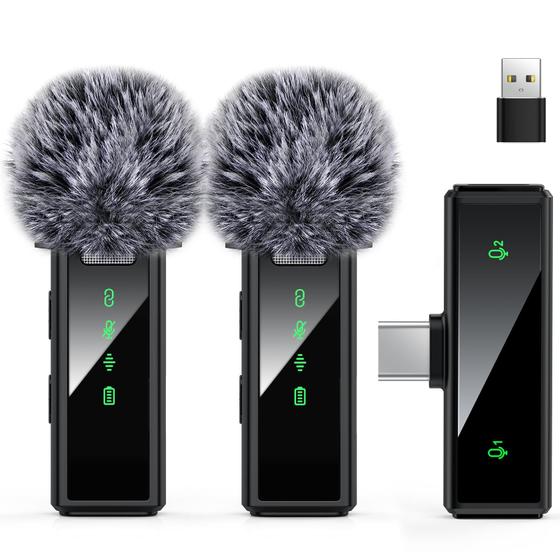 Imagem de Microfone de Lapela Sem Fio VEZQUA USB-C - Compatível com PC e Android