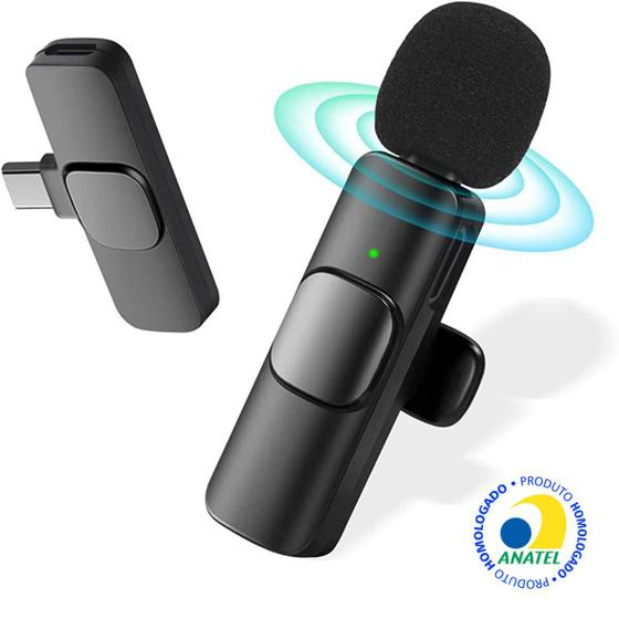 Microfone de Lapela Sem Fio Wireless Celular Tipo-C Profissional Para Transmissão Compatível com Samsung LG Xiaomi Motorola Menor preço em Microfone de Lapela Sem Fio Wireless Celular Tipo-C Profissional Para Transmissão Compatível com Samsung LG Xiaomi Motorola