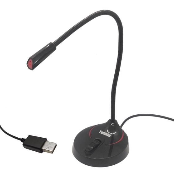 Imagem de Microfone de Mesa Profissional USB PC Notebook Ajustável Omnidirecional - TOMATE