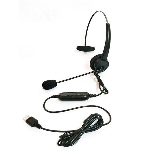 Imagem de Microfone de ouvido USB Fone de ouvido com cancelamento de ruído ajustável