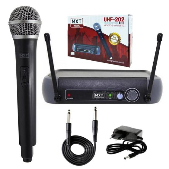 Imagem de Microfone Dinâmico de Mão Sem Fio MXT UHF 202 para Caixa de Som, Mesa de som, interface
