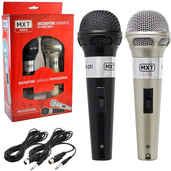 Imagem de Microfone Dinâmico De Plástico Prata E Preto Com Chave - MOD: M-201 - 54.1.24