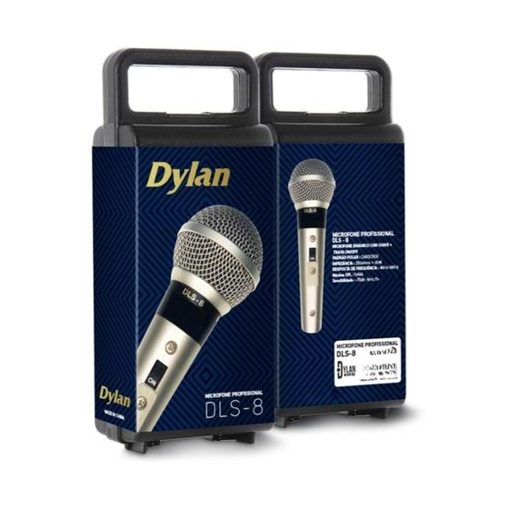 Imagem de Microfone dinamico dylan dls8 c/cabo 3m champanhe
