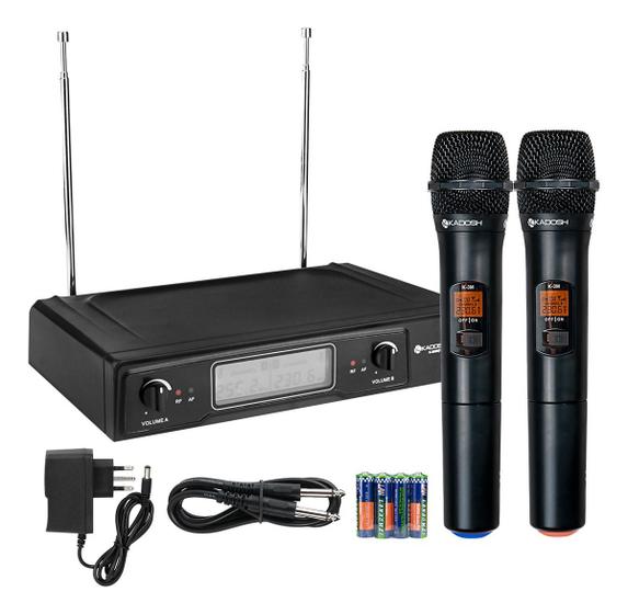 Imagem de Microfone Duplo De Mão Kadosh Sem Fio Digital K-302m Vhf Nfe