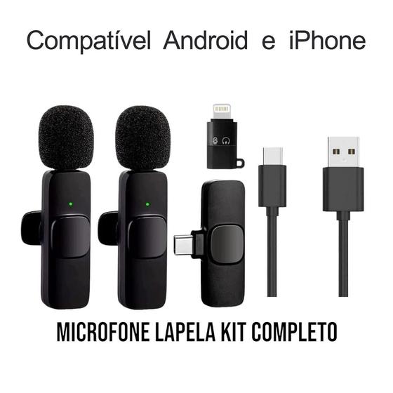 Imagem de Microfone Duplo Lapela 2 Entradas Compatível Android e iPhone