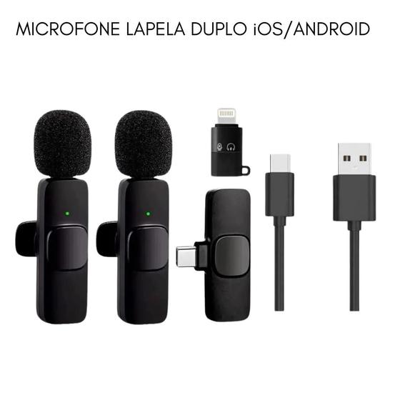 Imagem de Microfone Duplo Lapela Filtro de Ruído Compatível Android e iOS vídeo