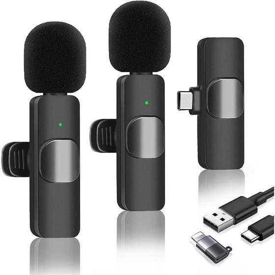 Imagem de Microfone Duplo Lapela Sem Fio: Revolucione Suas Gravações com Qualidade e Praticidade!