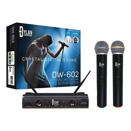 Imagem de Microfone Duplo Sem Fio Dylan DW602 Profissional Uhf Mão