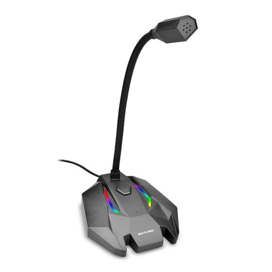 Imagem de Microfone Gamer com Fio Multilaser, LED, Plug And Play, Preto - PH363