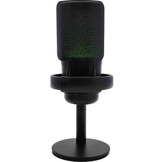 Imagem de Microfone Gamer Condensador RGB Preto com Conector Monitoramento  USB/TIPO-C Plug and Play