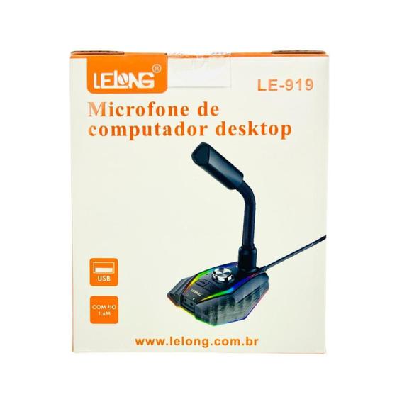 Imagem de Microfone Gamer Lelong Para Computador Com Cabo 1.3 Metros