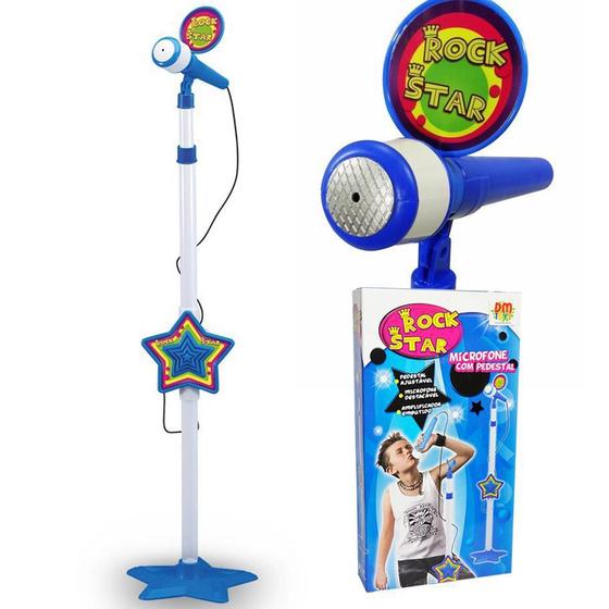 Imagem de Microfone Infantil Azul Led Karaoke Luz MP3 Som Musica Rock Star Brinquedo (DMT3837)