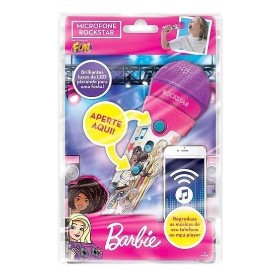 Imagem de Microfone Infantil Barbie Rockstar Com Função MP3 Player e Led  Fun