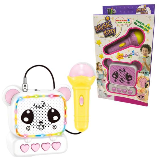 Imagem de Microfone Infantil E Caixa De Som De Urso Para Crianças Ursinho Colorido Brinquedo Musical Meninas e Meninos